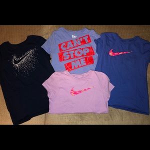 Lot of 4 girls Nike t shirts! Med or size 8